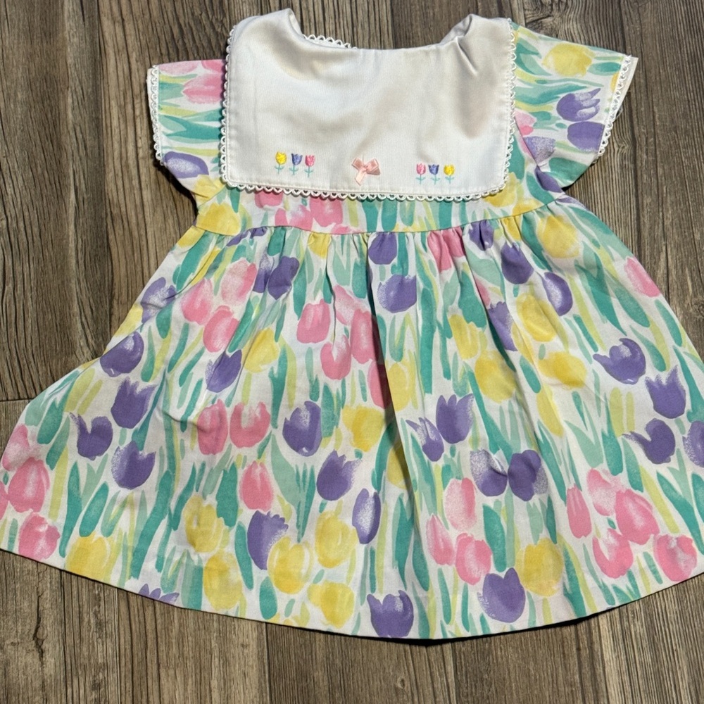 Vintage tulip pattern toddler dress size 2T